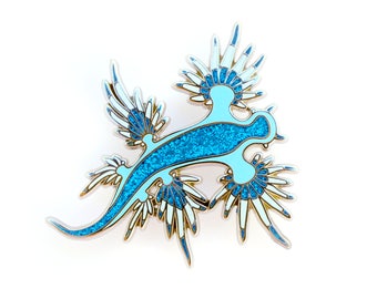 Nudibranch Enamel Pin (nudibranch pin glaucus atlanticus lapel pin badge cute nudibranch jewelry cloisonne backpack pin sea slug cute pin)