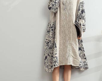 Loose Oversize Dress/ Linen large size asymmetrical dress