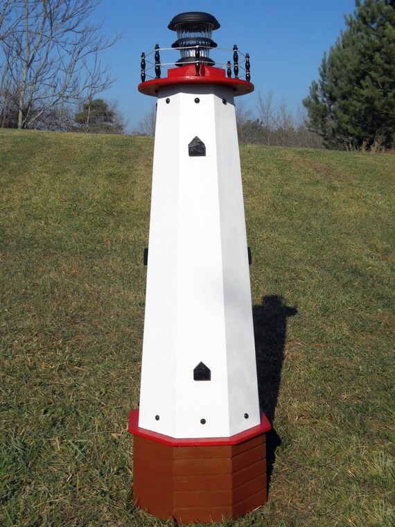 48 Solar lighthouse wooden well pump cover decorative