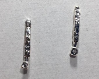 Sterling silver diamond drop earrings