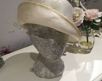 Asymmetric Straw Cloche Hat