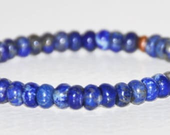 Lapis Lazuli Stretch Bracelet, Healing Copper, Blue Gemstone, Stacking Bracelet, Protection, Meditation, Insight, Prosperity, Empowerment