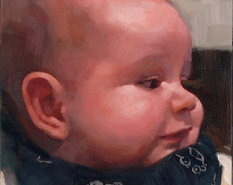 5 x 7 in single portrait - oil on gessobord