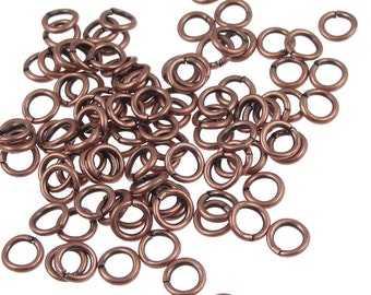 100 5mm Copper Jumprings 19g 19 gauge Aged Solid Copper Jump Rings Antique Copper Findings Dark Copper (FSAC14)