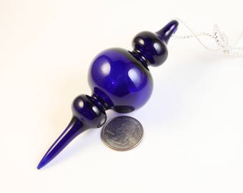 FREE SHIPPING - Hand Blown Cobalt Blue Ornament, Suncatcher