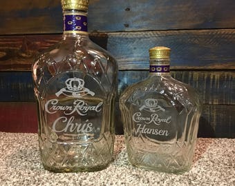 Custom Engraved Crown Royal Etched Whisky Whiskey Bottle Gift Personalized Gift Merchandise