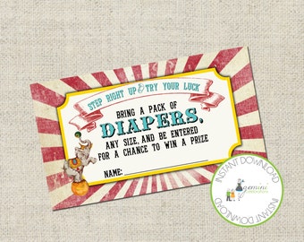 Vintage Circus / Cirque Du Bebe DIAPER RAFFLE Insert, Printable
