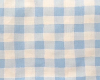 OOP Karen Jarrar Marcus Brothers Bros Textiles Large Baby Blue White Gingham Checkered Check 18" Quilt Quilting Sewing 100% Cotton Fabric
