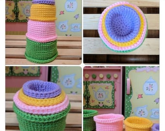 Handmade Crochet Stacking/Nesting Cups - Baby Toys