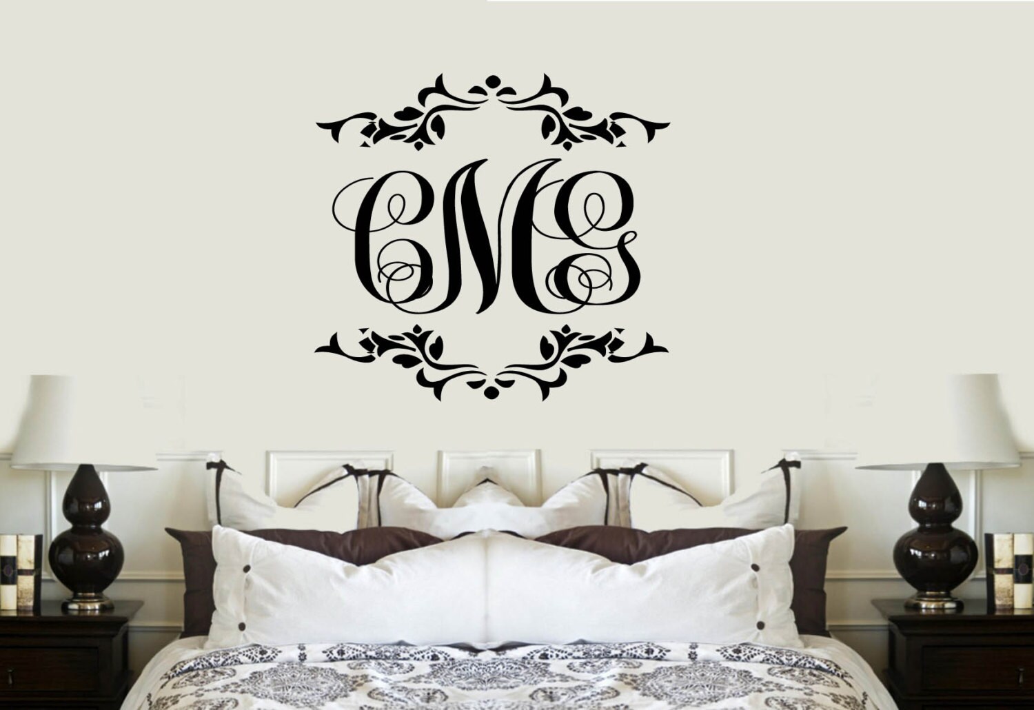 Three Letter Monogram VInyl Wall Lettering Decal Large Size
