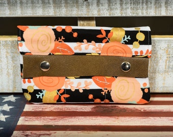 Black and White Floral Wallet