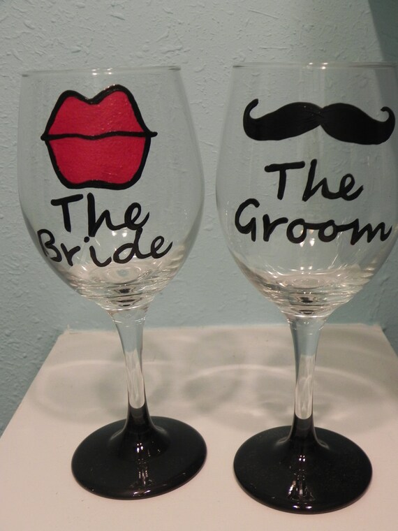 Custom Bride and Groom Wine Glass