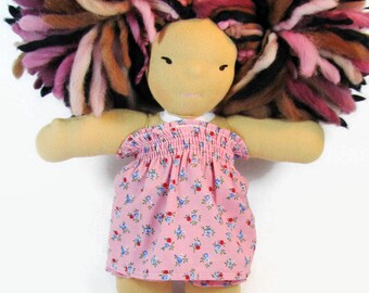 8 inch Chubby Waldorf Doll Clothes, 8 in pink doll dress, doll dress with knickers, doll clothing, waldorf dress and bloomers