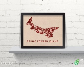 Far Sky Prince Edward Island Typographic Map