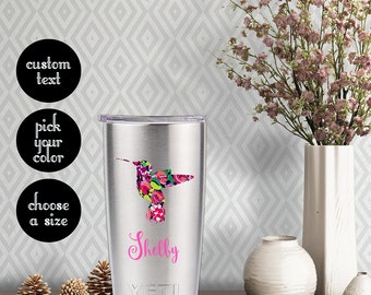 Hummingbird Patterned Decal with Customizeable Name Text