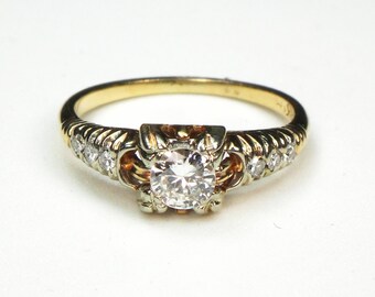 Antique Diamond Ring Vintage European Cut Diamond Engagement Ring Approx .25 Carats Center Pre-Engagement Ring Promise Ring