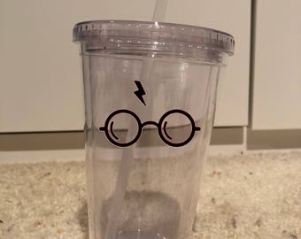 Harry Potter glasses inspired wine glass and tumbler