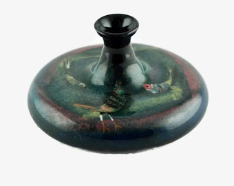 Vintage Polia Pillin Pottery Hand Painted Vase with Bird Motif