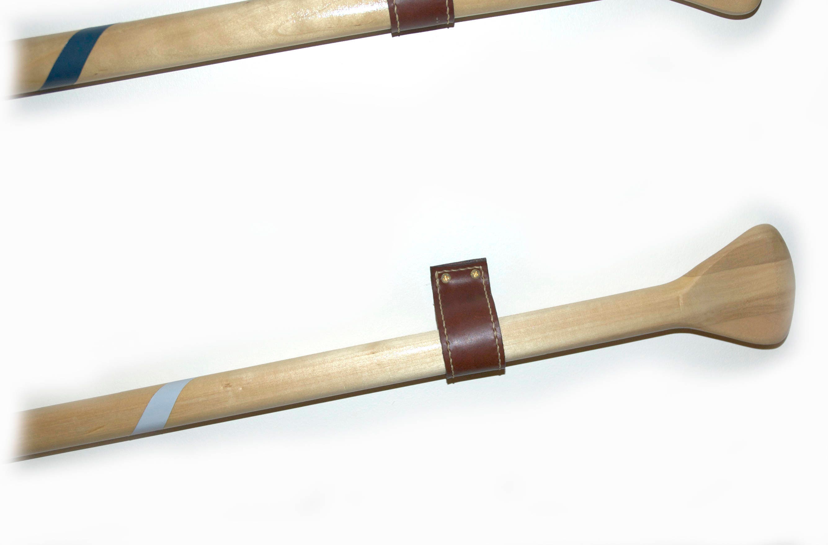 leather paddle hangers set of two wood canoe paddle