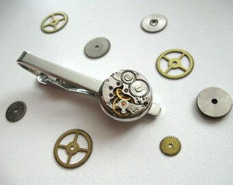 Tie clip Men's Steampunk accessories Watch movement Tie Clip Steampunk Style Men's Gifts Men jewelry Jewelry for him Steampunk office