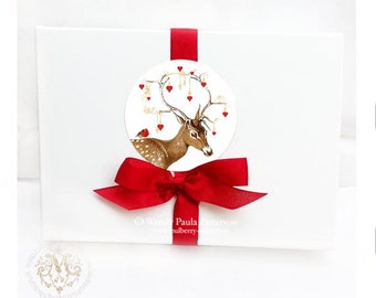 Deer sticker, Valentine's day, Christmas, holiday, scrapbooking, diary sticker, card-making, gift wrap