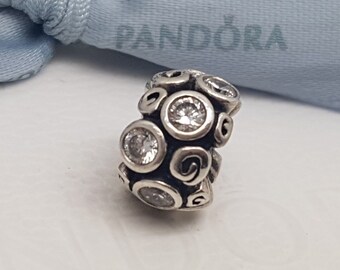 Retired Authentic Pandora Spot & Swirl Charm Clear Primrose Path Bead 790330CZ