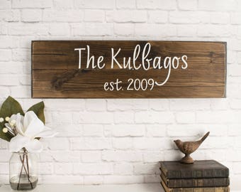 Last Name Sign - Family Name Established Sign - Personalized Signs for Home - Wedding Established Sign