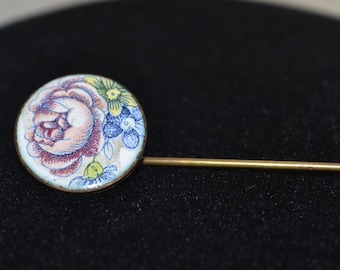 Vintage Pin Brooch Purple Flower Enamel Hat Pin