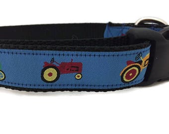 Dog Collar, Tractor, 1 inch wide, adjustable, quick release, metal buckle, chain, martingale, hybrid, nylon