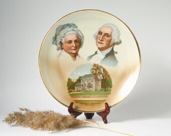 George and Martha Washington plate, porcelain collectible plate, Americana decor