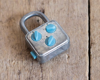 Vintage Code Padlock - Old Padlock - Vintage Decor - Working Padlock - German Padlock BURG - Steampunk - Industrial - Made in Germany 1980's