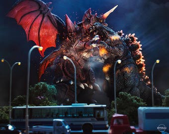 10"x8" Print of MyKaiju Toy Photography Godzilla vs Destroyah 1995