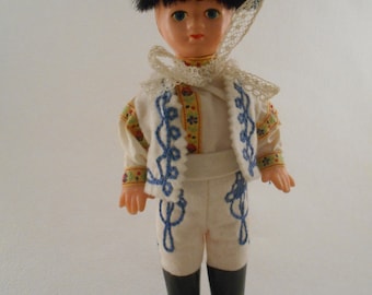 Vintage Slavic Boy Doll with Traditional Costume