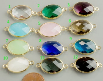 Gold Bezel Crystal Oval Connector 14X18MM 2 pcs per order