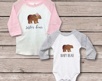 Big Sister Little Brother Shirts, New Big Sister, Baby Shower Gift, Big Sister Baby Brother, New Big Sister, Baby Bear Shirt