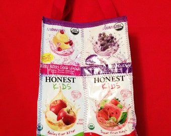 GO GREEN Fun Purse made with Recycled Juice Pouches Variety repurposed, upcycled