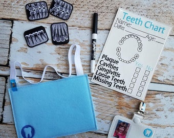 Pretend Play Dentist Set - Embroidery Handmade Child Gift Dentist Educational Imagination