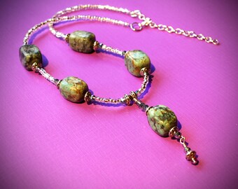 Genuine African Turquoise Necklace, Green Turquoise necklace, Turquoise necklace, Green stone necklace, Turquoise Jewelry, Genuine Turquoise