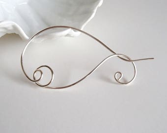 Shawl Pin, Scarf Pin, Sweater Brooch, Knitting Accessories, Silver Wire pin