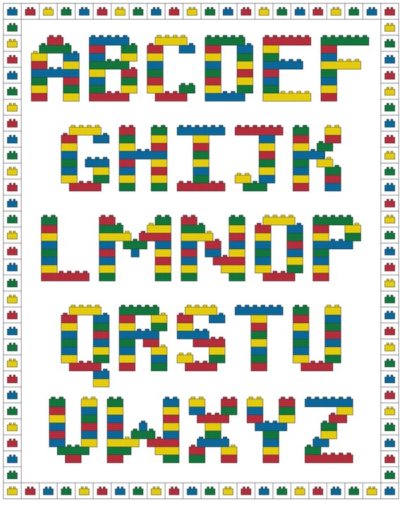 Brick Alphabet Cross Stitch Pattern