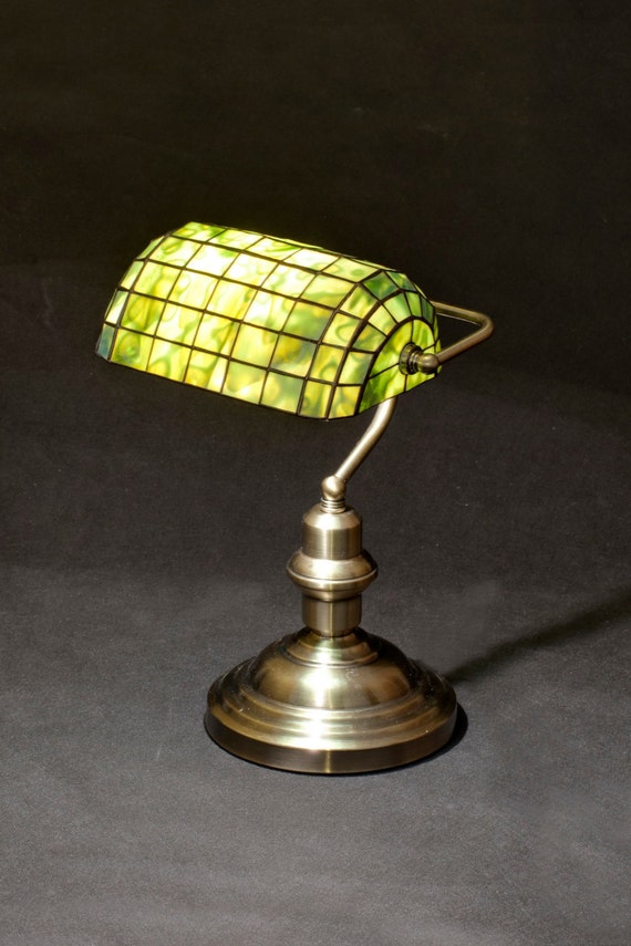 Bankers Lamp Library Lamp Brass Lamp Stained Glass Lamp