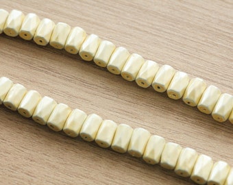 10 pcs of Column Faceted Magnetic Hematite Beads - Spray-Painted Cream - 8 mm