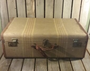 Striped Tweed Suitcase, Large Suitcase