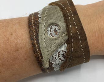 Brown leather cuff bracelet leather ibiza style cuff Brown leather womens bracelet Leather boho bracelet Ibiza style bracelet