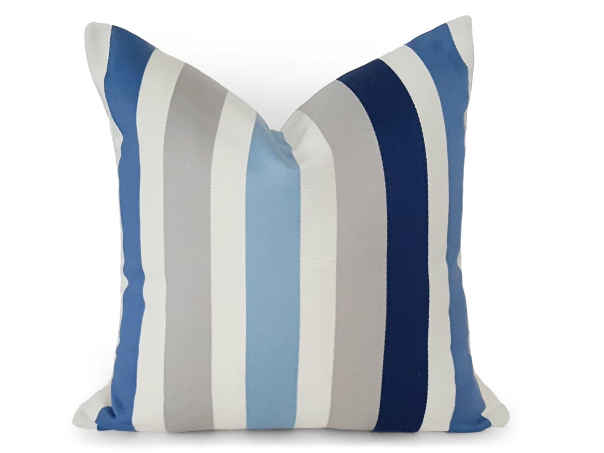 Throw Pillows Blue Gray Pillows Blue Stripe Pillow Blue