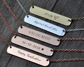 Personalized Bar Necklace. Bar Necklace Rose Gold Silver Gold Bar Necklace. Engraved Necklace. Name necklace. Custom Bar Necklace. Gift idea