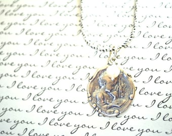 St John the Baptist and Lamb Medal Neckace - Sterling Silver Medal - Religious Jewelry