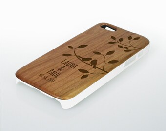 Wooden Case for iPhone5 - Personalised with Names and Date - Phone Case with Engraving