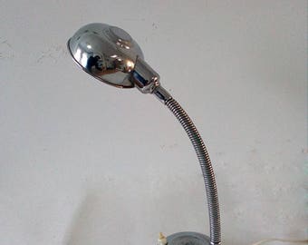 Vintage Chromed Desk Lamp from the 70’s. Industrial Desk Lamp.
