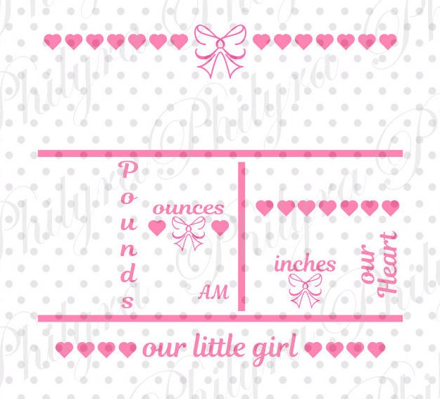 Download Baby Girl Birth Statistic Template Birth Announcement Svg